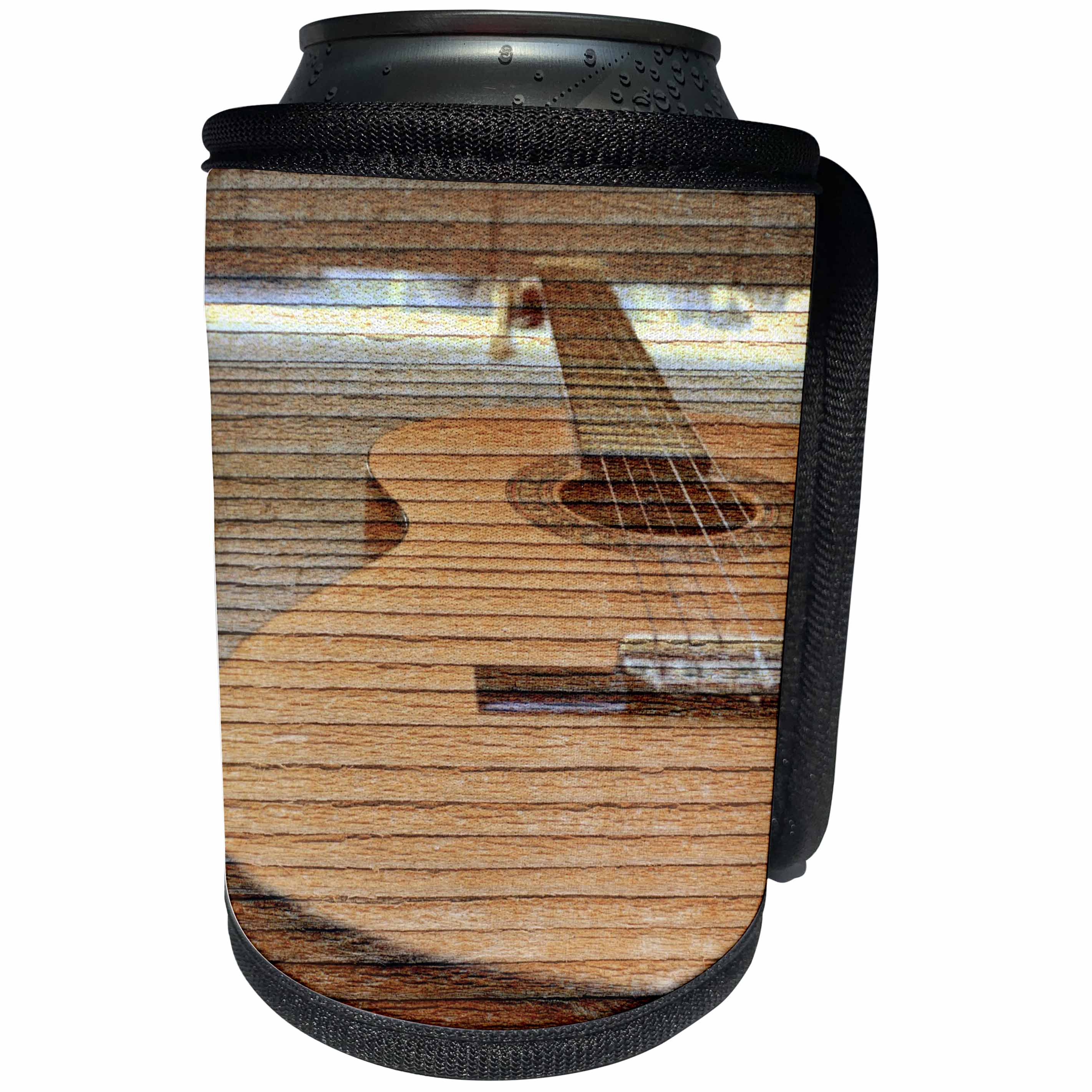 3dRose Patricia Sanders Creations - Wood Guitar Full View Music - Can Cooler Bottle Wrap (cc_29246)