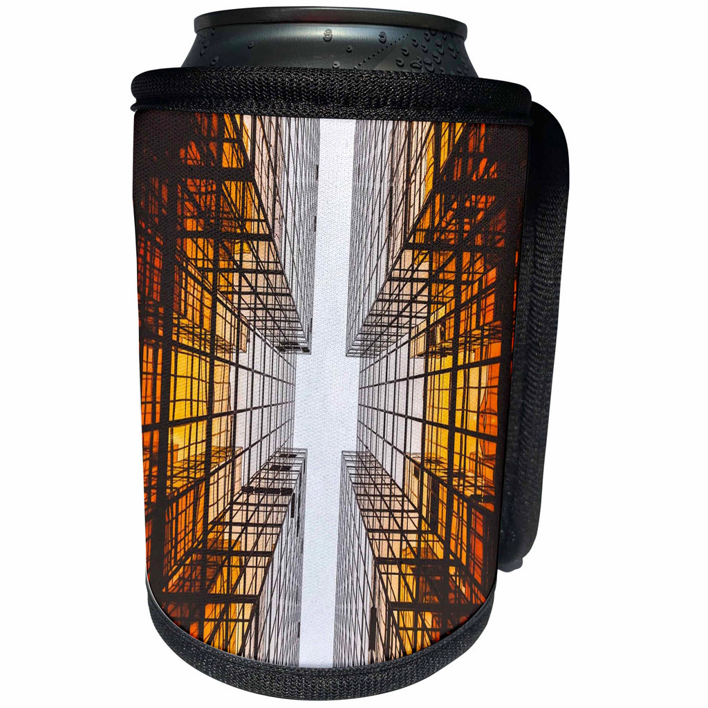 3dRose lens Art by Florene - Fractal Art - Image of Orange Gray And White Architectural Fractal - Can Cooler Bottle Wrap (cc_292460)