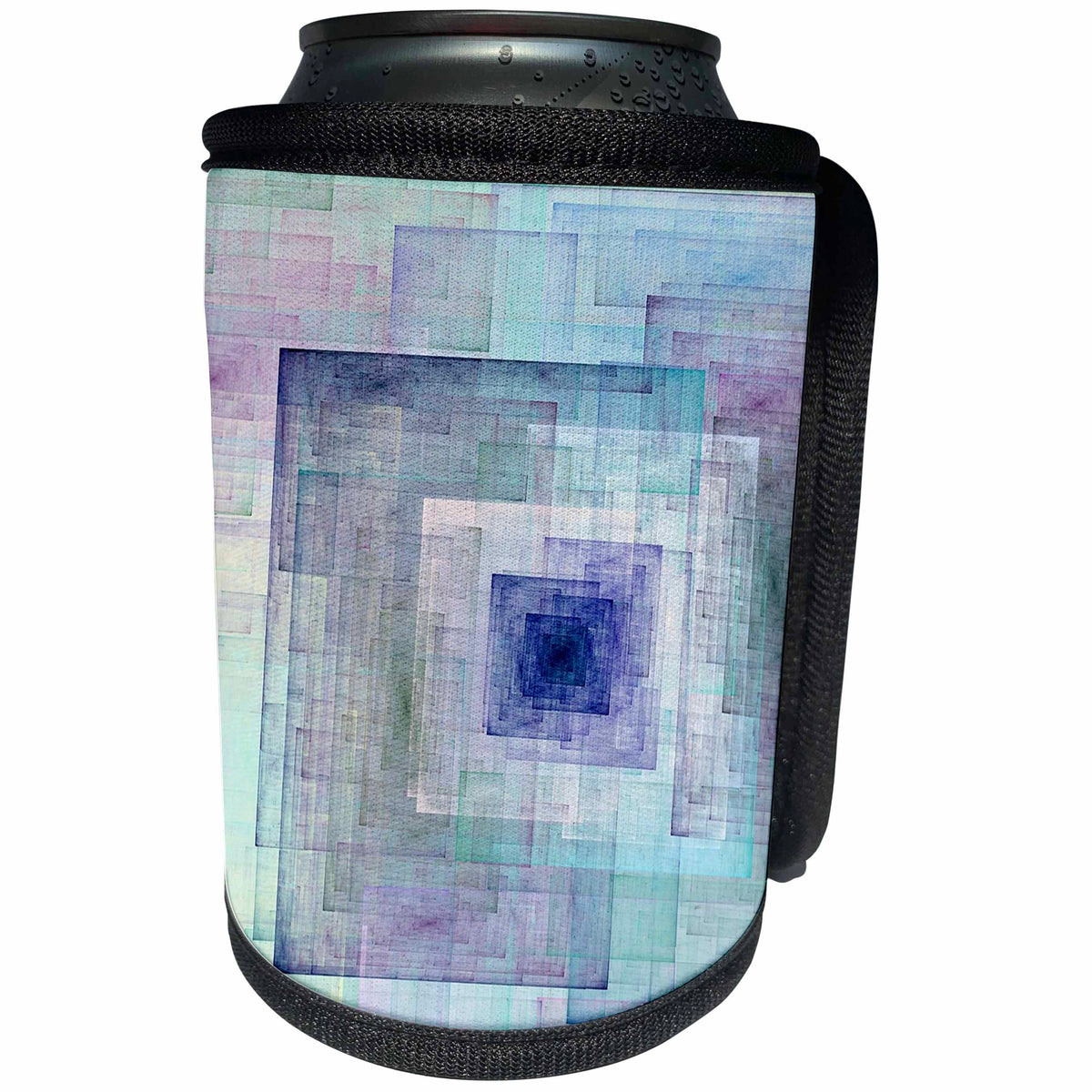 3dRose lens Art by Florene - Fractal Art - Image of Aqua And Blue Square Fractal - Can Cooler Bottle Wrap (cc_292463)