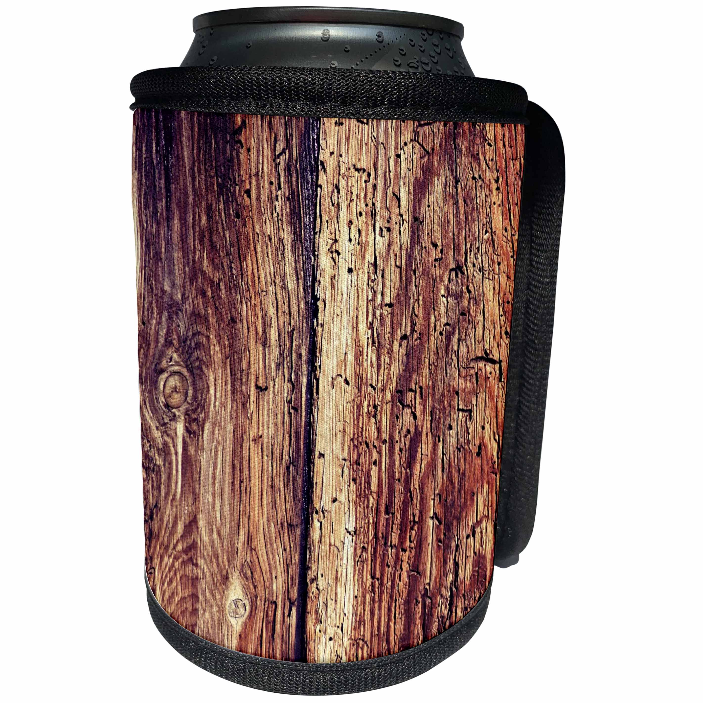 3dRose lens Art by Florene - Wooden Board Textures - Image of Rustic knotted Aged Redwood - Can Cooler Bottle Wrap (cc_292470)