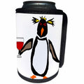 3dRose All Smiles Art - Birds - Cute Funny Penguin Drinking Red Wine Cartoon - Can Cooler Bottle Wrap (cc_292477)