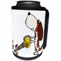 3dRose All Smiles Art - Pets - Cute Funny Unique Basset Hound Dog using Leaf Blower - Can Cooler Bottle Wrap (cc_292499)
