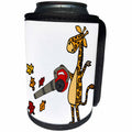3dRose All Smiles Art - Funny - Cute Funny Unique Giraffe using Leaf Blower Cartoon - Can Cooler Bottle Wrap (cc_292500)