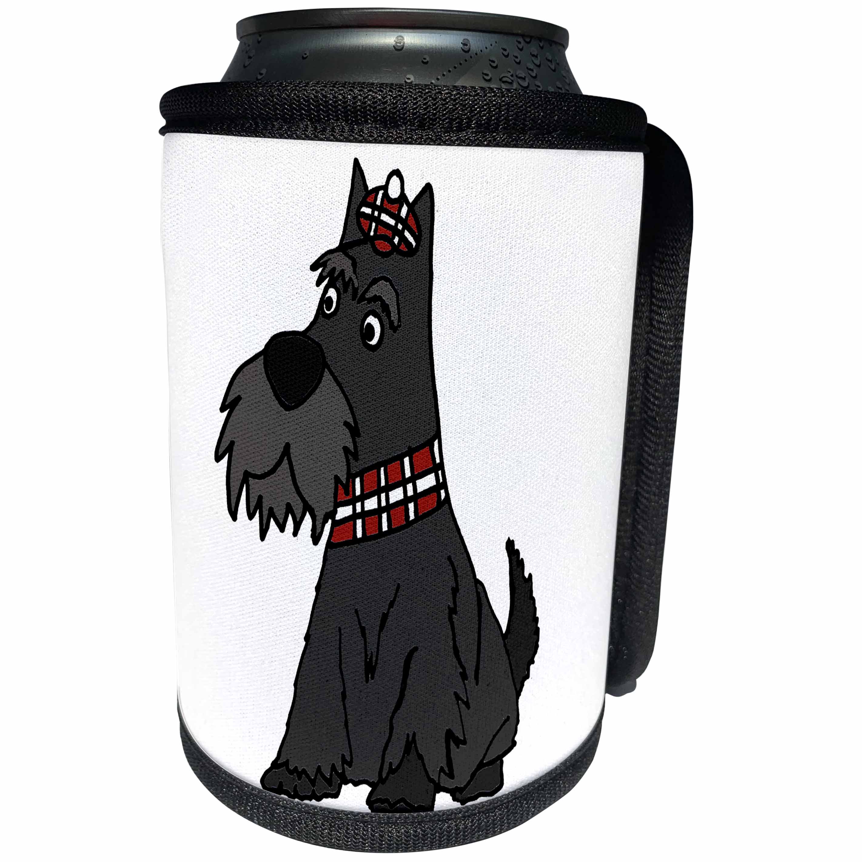 3dRose All Smiles Art - Pets - Cute Funny Scottish Terrier Puppy Dog Scottie Cartoon - Can Cooler Bottle Wrap (cc_292503)