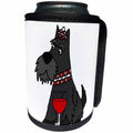 3dRose All Smiles Art - Pets - Cute Funny Scottish Terrier Puppy Dog Drinking Wine - Can Cooler Bottle Wrap (cc_292504)