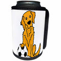 3dRose All Smiles Art - Pets - Cute Funny Golden Retriever Puppy Dog Playing Soccer - Can Cooler Bottle Wrap (cc_292509)
