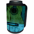 3dRose Patricia Sanders Creations - Yellow and Aqua Guitar Music - Can Cooler Bottle Wrap (cc_29251)