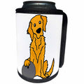 3dRose All Smiles Art - Pets - Cute Funny Golden Retriever Puppy Dog Bowling Cartoon - Can Cooler Bottle Wrap (cc_292510)