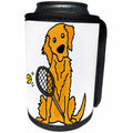 3dRose All Smiles Art - Pets - Cute Funny Golden Retriever Puppy Dog Playing Tennis - Can Cooler Bottle Wrap (cc_292512)