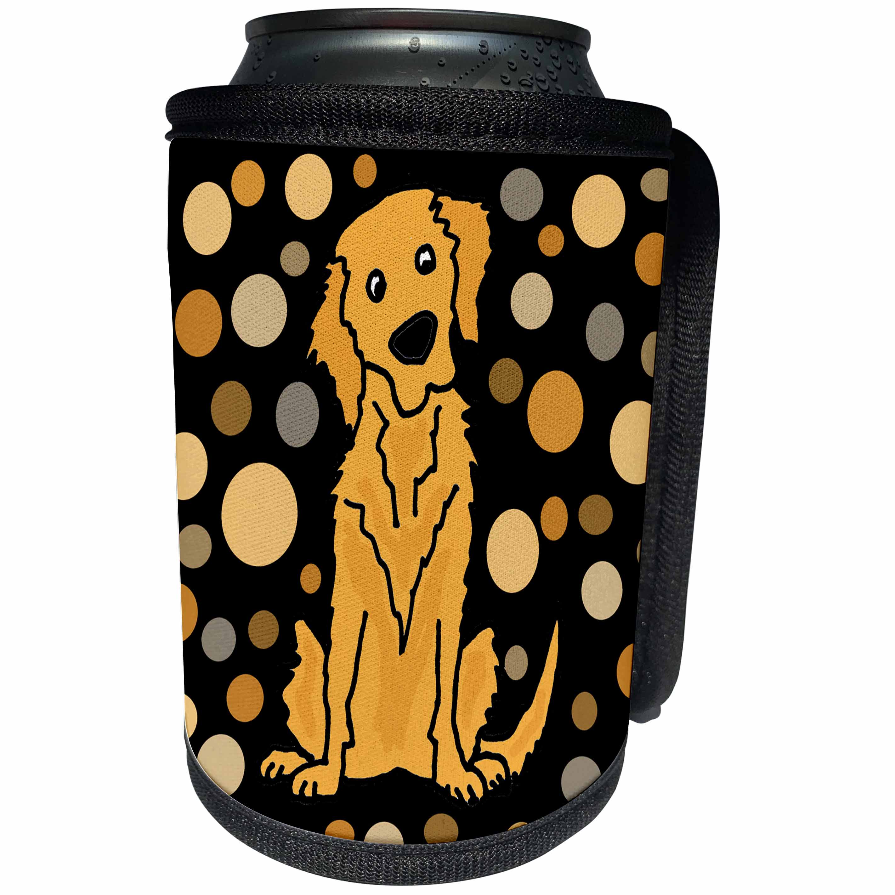 3dRose All Smiles Art - Pets - Cute Funny Golden Retriever Puppy Dog Abstract Art Pattern - Can Cooler Bottle Wrap (cc_292514)