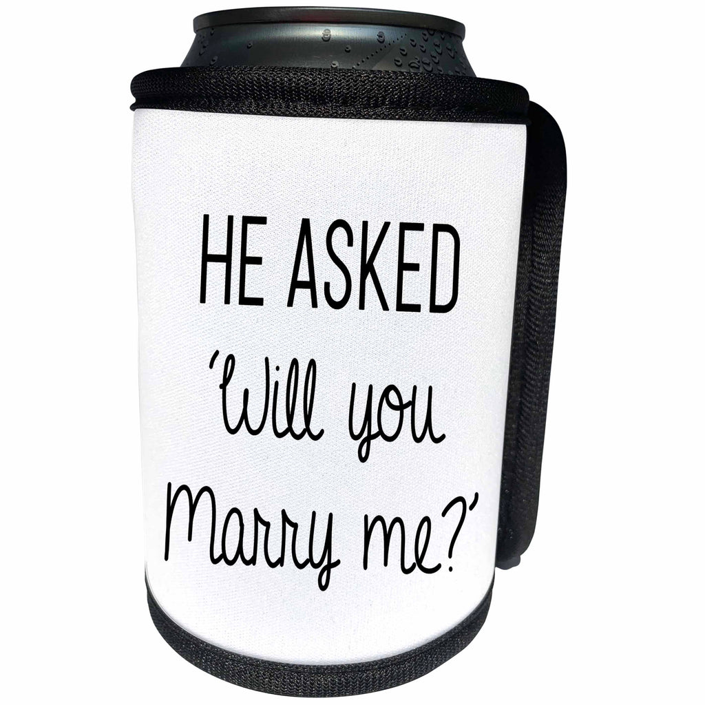 3dRose Tory Anne Collections Quotes - Bachelorette Party Bride T Shirt Tank Top Miami He Asked Will You Marry Me - Can Cooler Bottle Wrap (cc_292520)