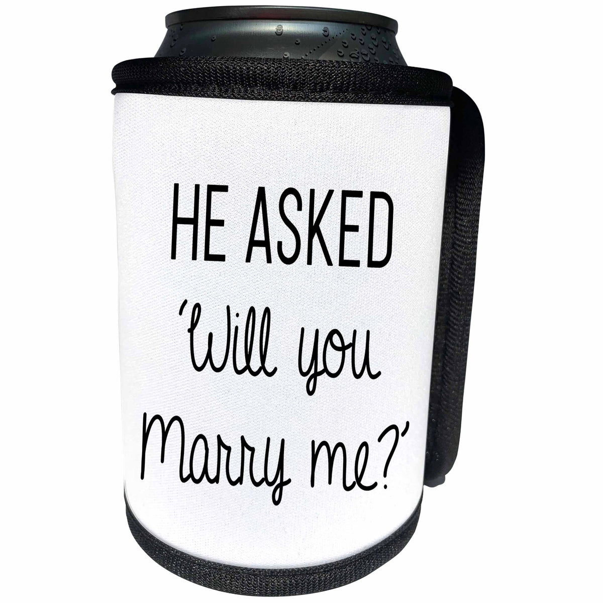 3dRose Tory Anne Collections Quotes - Bachelorette Party Bride T Shirt Tank Top Miami He Asked Will You Marry Me - Can Cooler Bottle Wrap (cc_292520)