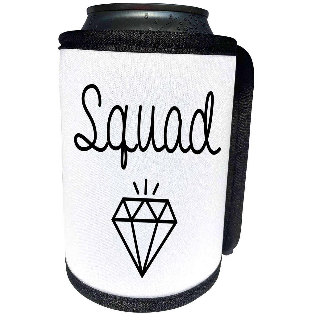 3dRose Tory Anne Collections Quotes - Bachelorette Party Bridesmaid T Shirt Tank Top Diamond Squad - Can Cooler Bottle Wrap (cc_292529)