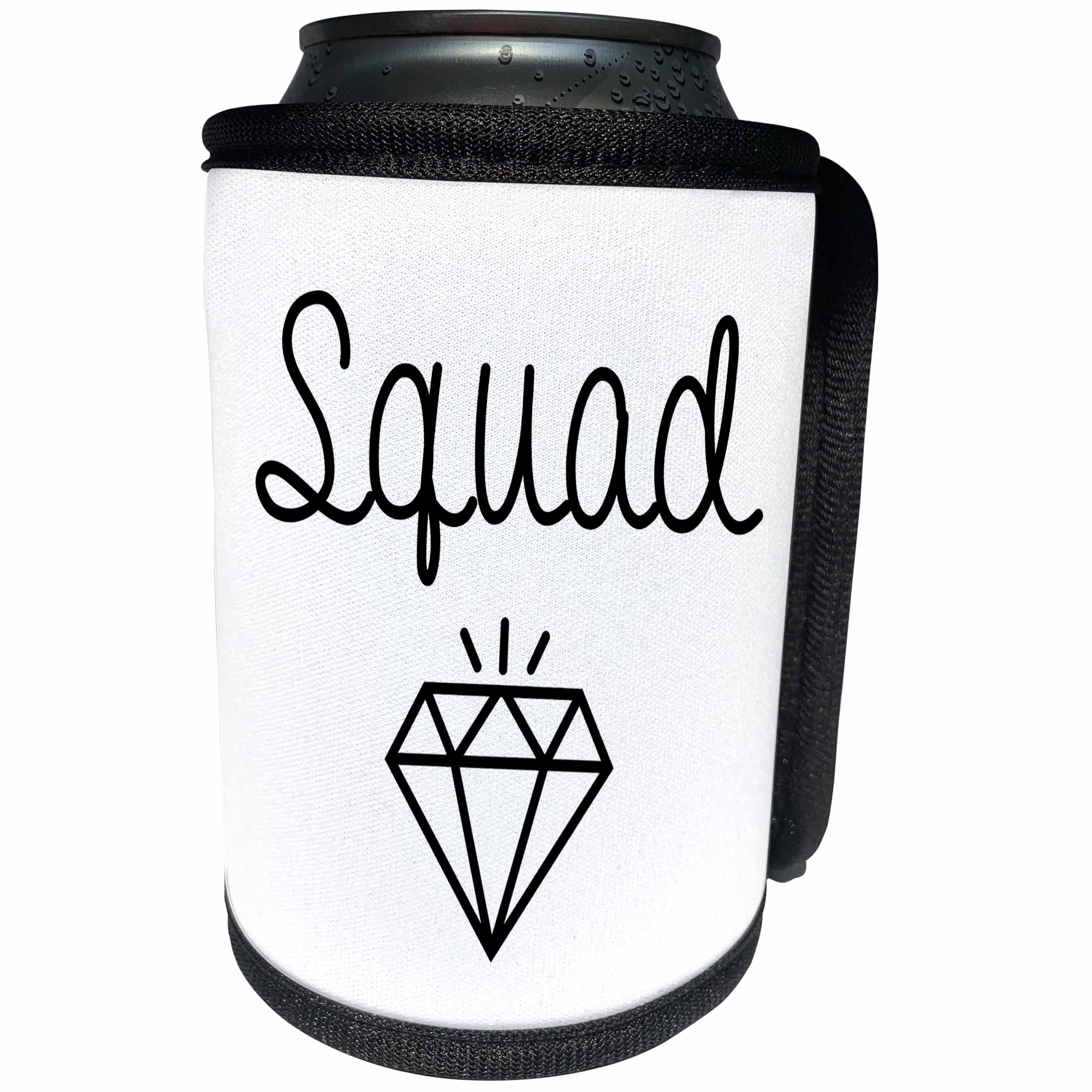 3dRose Tory Anne Collections Quotes - Bachelorette Party Bridesmaid T Shirt Tank Top Diamond Squad - Can Cooler Bottle Wrap (cc_292529)