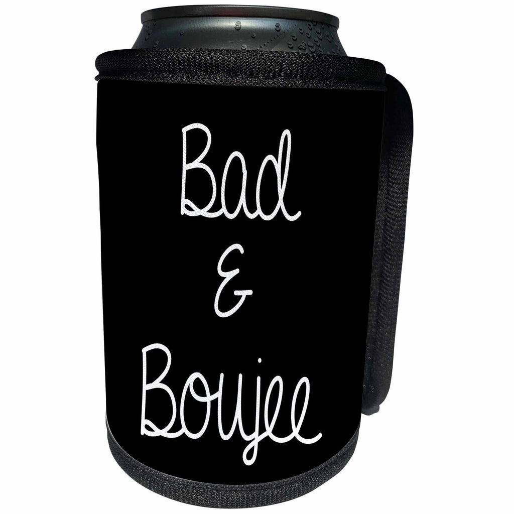 3dRose Tory Anne Collections Quotes - Bachelorette Party Bridesmaid T Shirt Tank Top Bad and Boujee - Can Cooler Bottle Wrap (cc_292534)