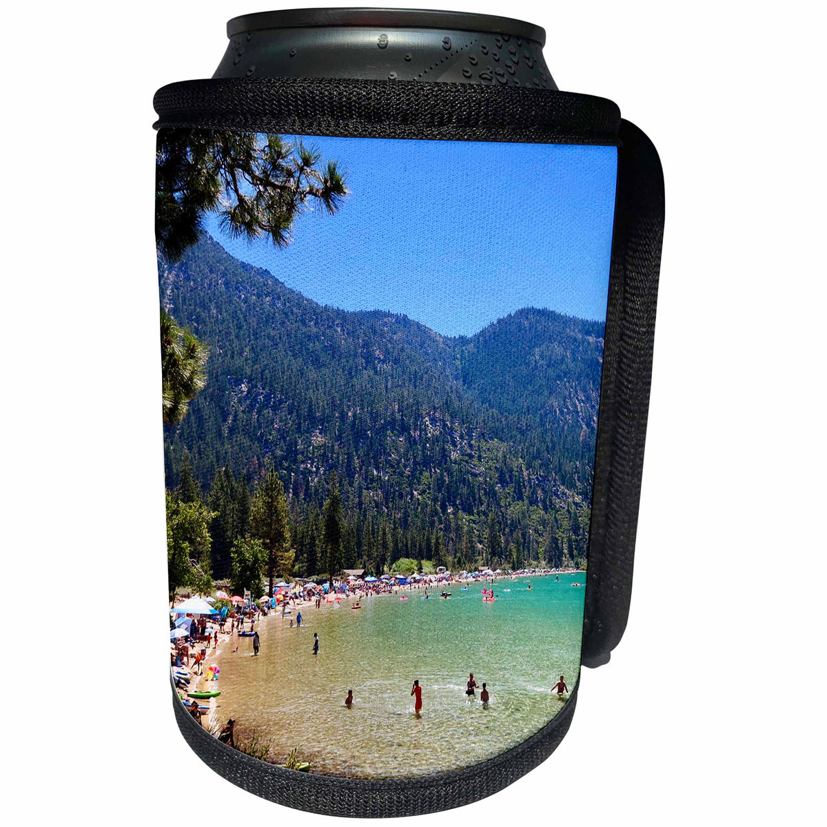 3dRose Tory Anne Collections Photography - Lake Tahoe Sand Harbor Beautiful View Summer Fun Mountains - Can Cooler Bottle Wrap (cc_292546)