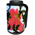 3dRose Jos Fauxtographee- Floral Peach - A close up of a hanging plant with green leaves and a peach flower - Can Cooler Bottle Wrap (cc_292570)