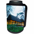 3dRose Jos Fauxtographee- Ireland Thatched Cottage Yellow - A thatched Roof Home with Yellow Sides and greenery in Ireland - Can Cooler Bottle Wrap (cc_292587)