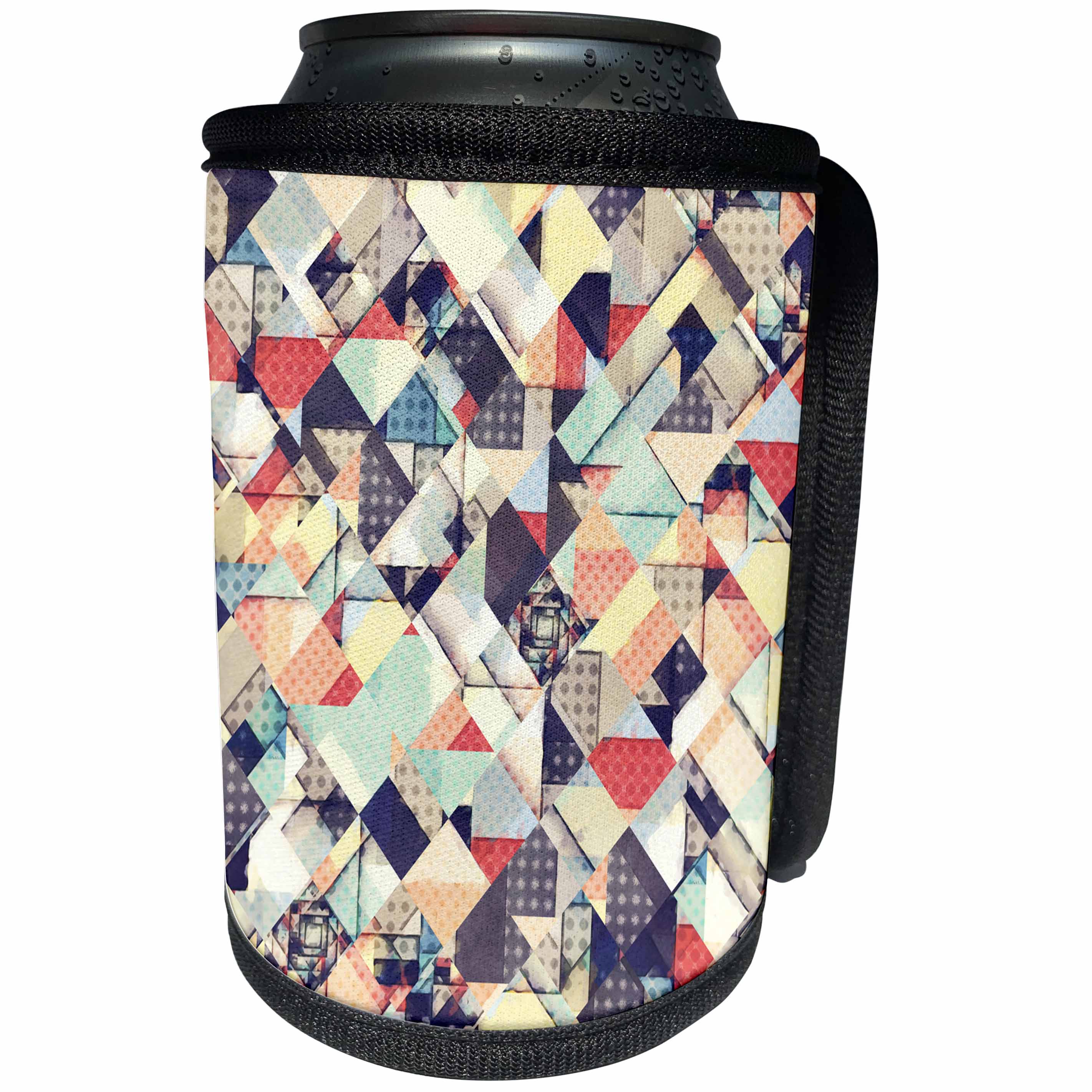 3dRose Perkins Designs - Abstract - abstract quilted style of graphic design with texture, colors and geometry - Can Cooler Bottle Wrap (cc_292628)