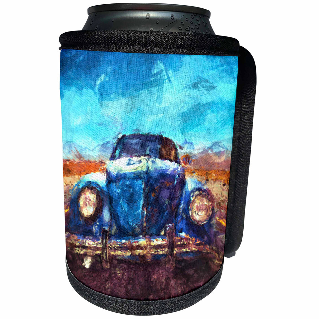 3dRose Perkins Designs - Potpourri - digital painting of a vintage automobile tooling along a country road - Can Cooler Bottle Wrap (cc_292630)