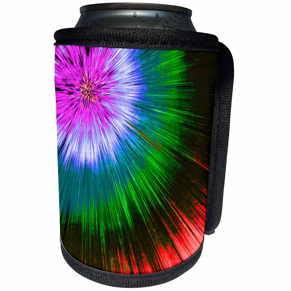 3dRose Perkins Designs - Graphic Design - colorful and textural watercolor tie dye design with starburst style - Can Cooler Bottle Wrap (cc_292631)