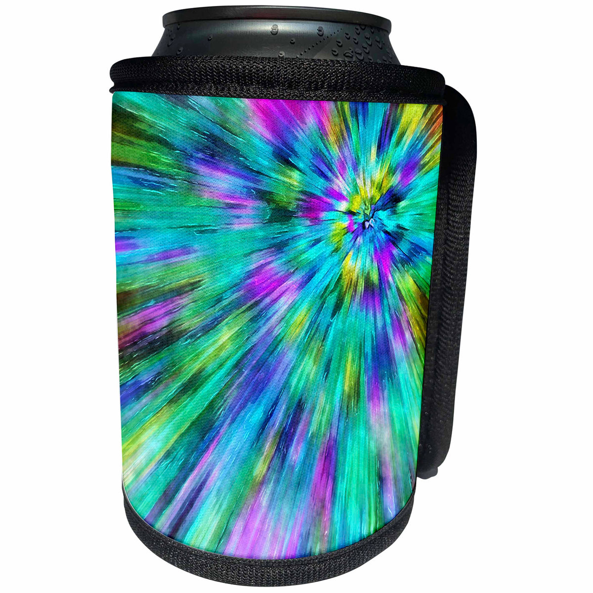 3dRose Perkins Designs - Graphic Design - vibrant colorful retro starburst style tie dye design with textures - Can Cooler Bottle Wrap (cc_292632)