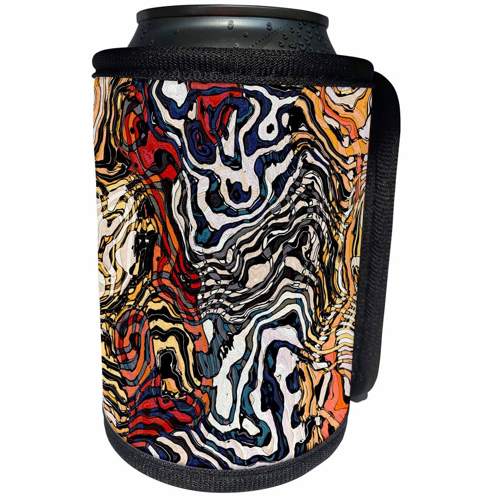 3dRose Perkins Designs - Animals - orange, black, red, and white tiger stripe abstract digital artwork - Can Cooler Bottle Wrap (cc_292642)