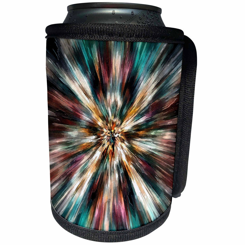 3dRose Perkins Designs - Graphic Design - earth tones starburst tie dye design with grunge texture from center - Can Cooler Bottle Wrap (cc_292644)