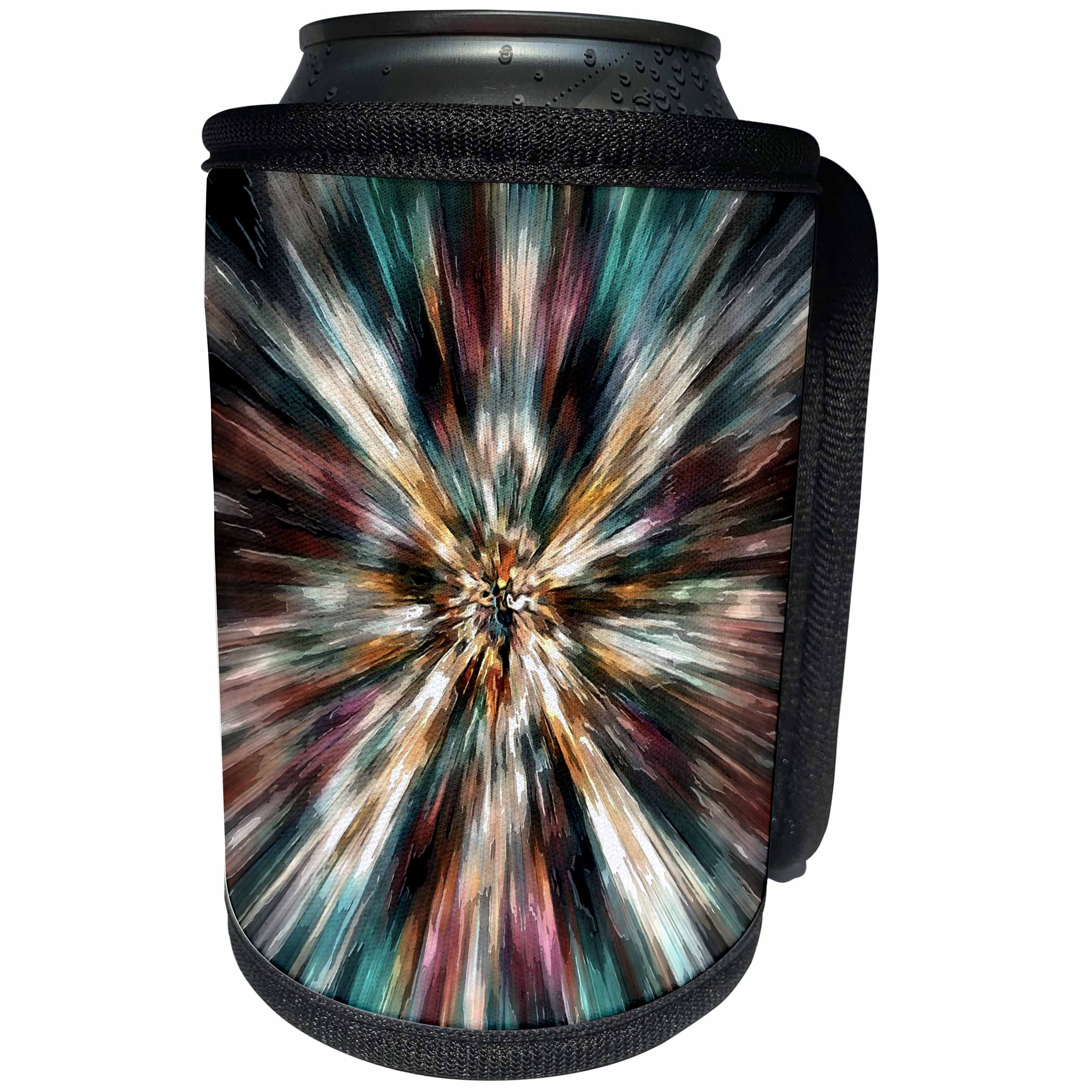 3dRose Perkins Designs - Graphic Design - earth tones starburst tie dye design with grunge texture from center - Can Cooler Bottle Wrap (cc_292644)