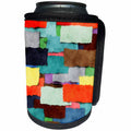 3dRose Perkins Designs - Abstract - colorful layers of rough edged, textured rectangular shapes - Can Cooler Bottle Wrap (cc_292647)