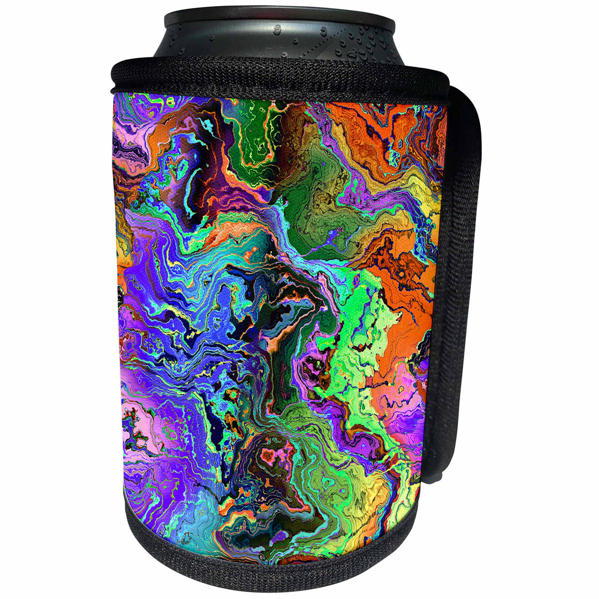 3dRose Perkins Designs - Abstract - colorful chaotic configuration of swirling lines and shapes randomly - Can Cooler Bottle Wrap (cc_292649)