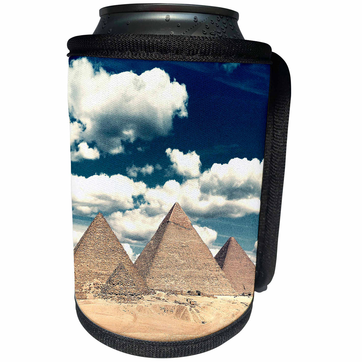 3dRose Perkins Designs - Photography - photographic collage of the three pyramids at Giza, Egypt with blur edges - Can Cooler Bottle Wrap (cc_292650)