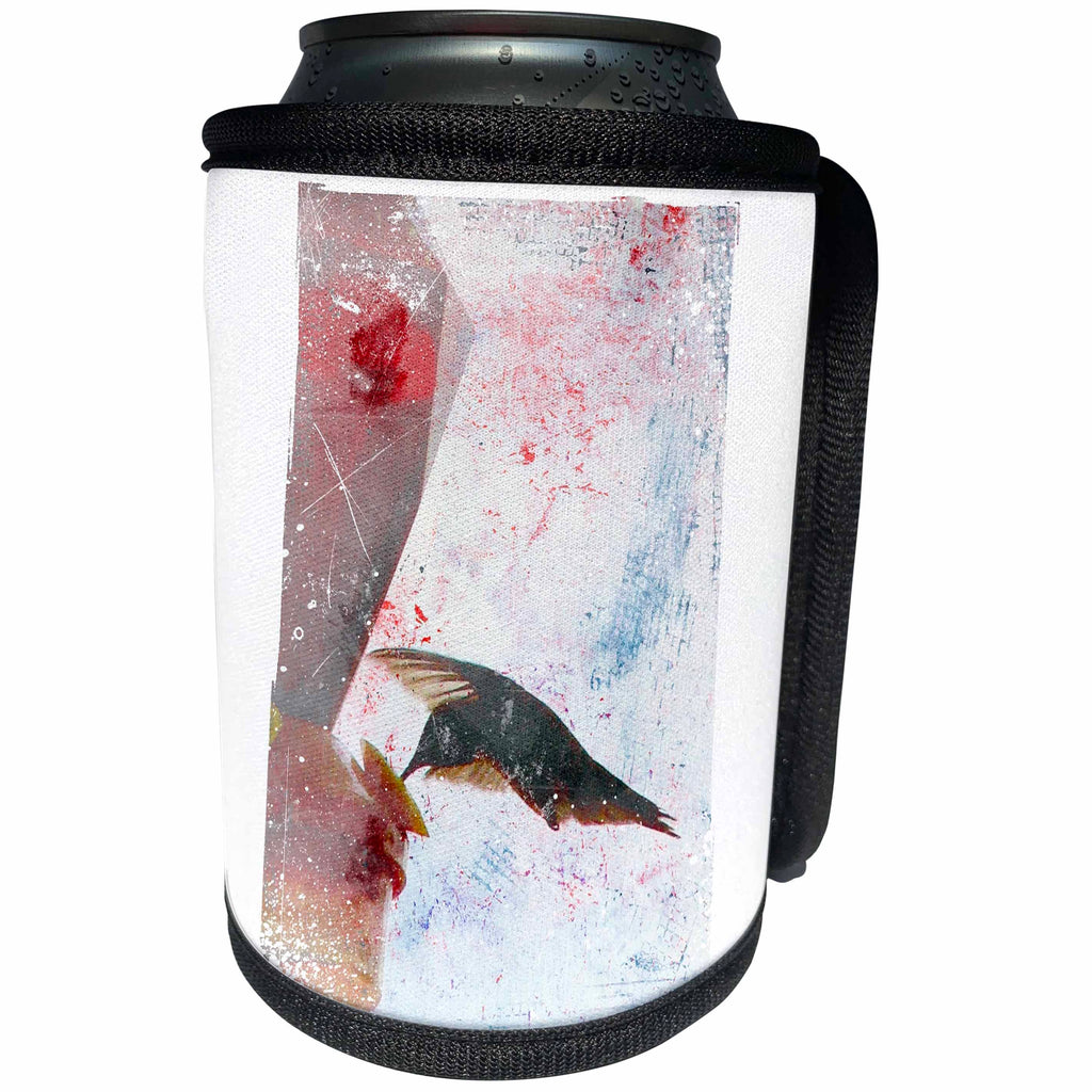 3dRose Cassie Peters Wildlife - Hummingbird Grunge - Can Cooler Bottle Wrap (cc_292658)