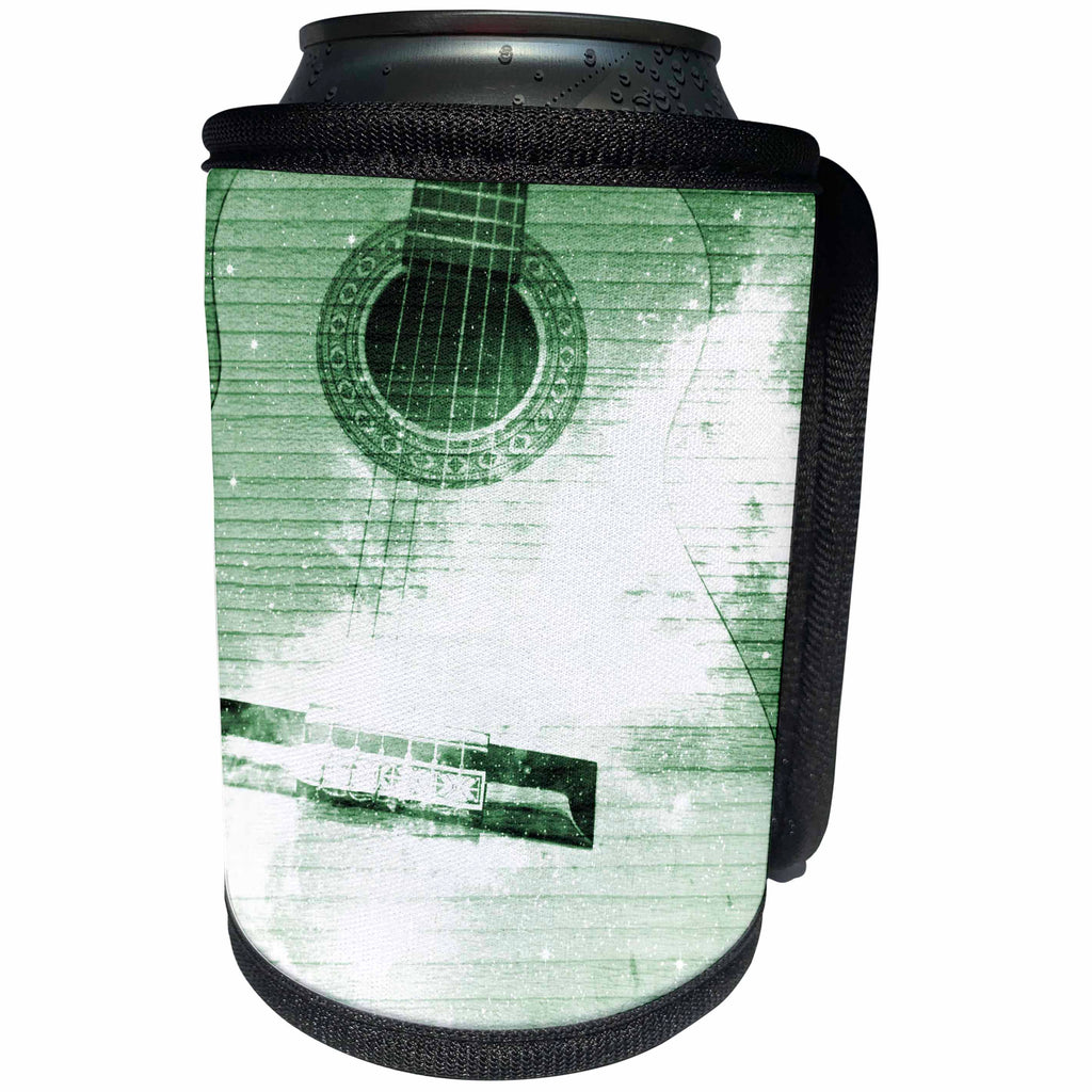 3dRose Patricia Sanders Creations - Green Cosmic Guitar Music Instruments - Can Cooler Bottle Wrap (cc_29267)