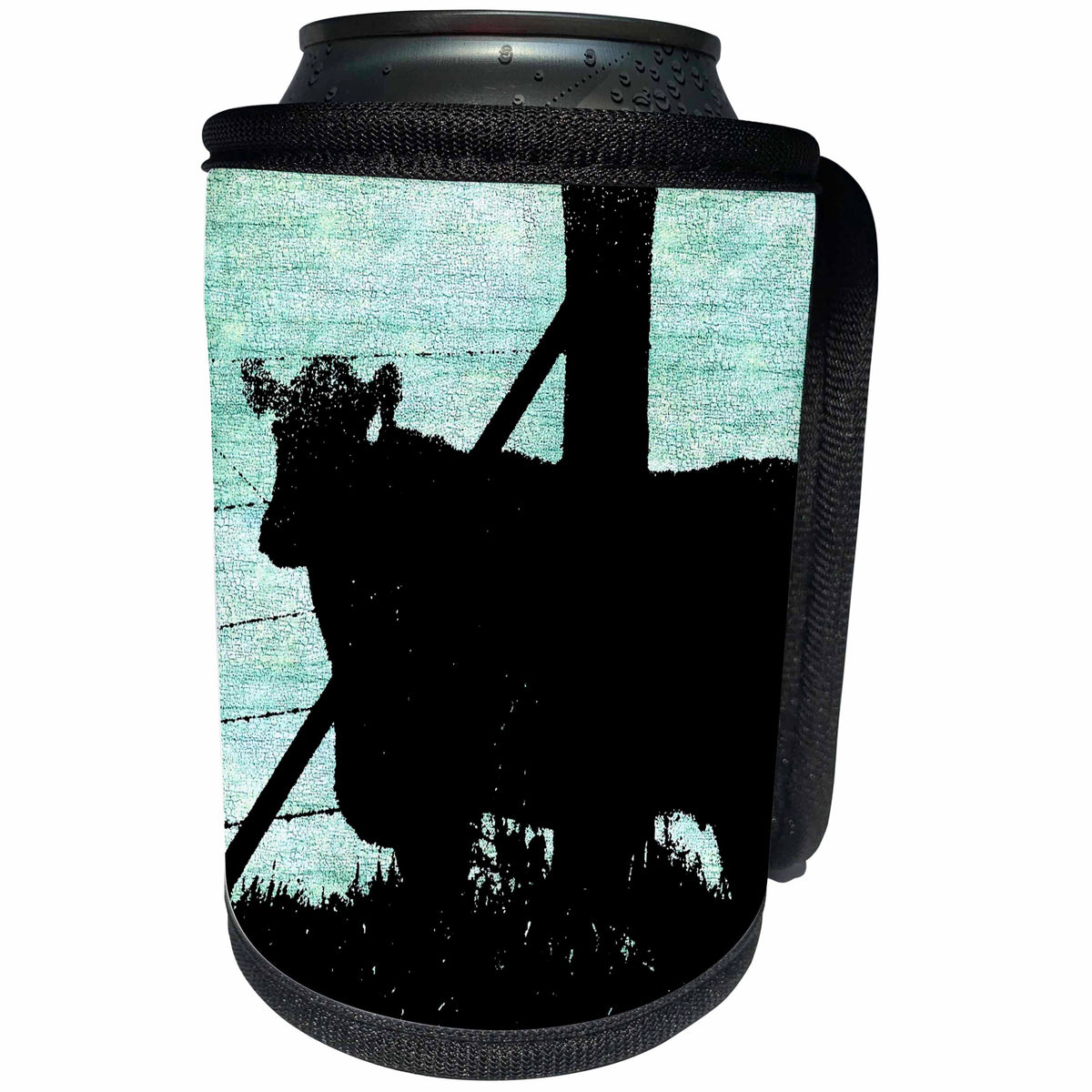 3dRose Cassie Peters Digital Art - Cow Grunge - Can Cooler Bottle Wrap (cc_292674)