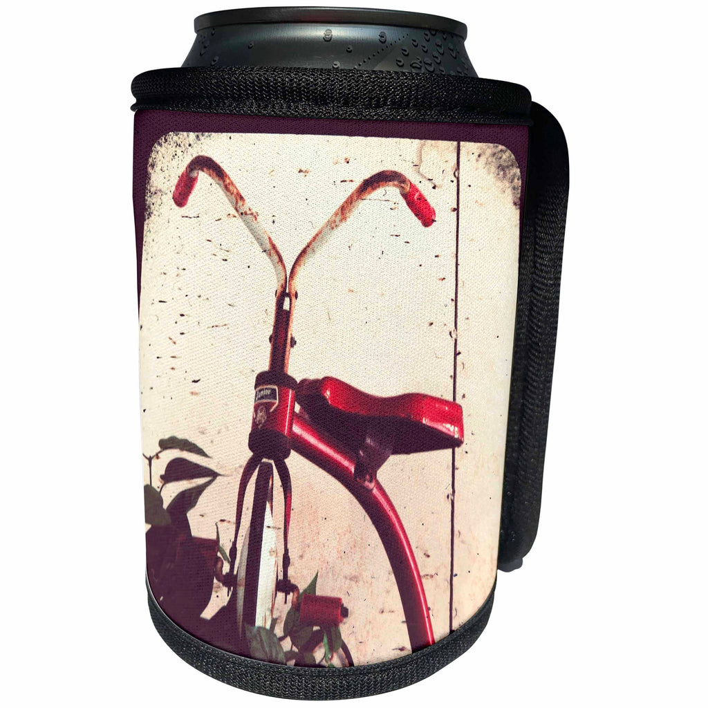 3dRose Cassie Peters Photography - Vintage Tricycle Grunge - Can Cooler Bottle Wrap (cc_292686)