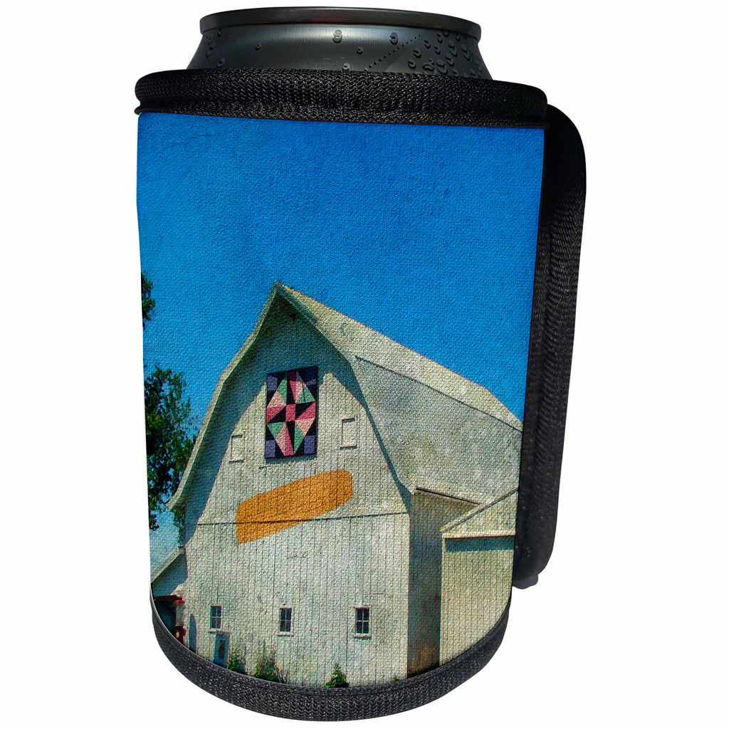 3dRose Cassie Peters Barns - Barn With A Quilt and an Ear of Corn - Can Cooler Bottle Wrap (cc_292691)
