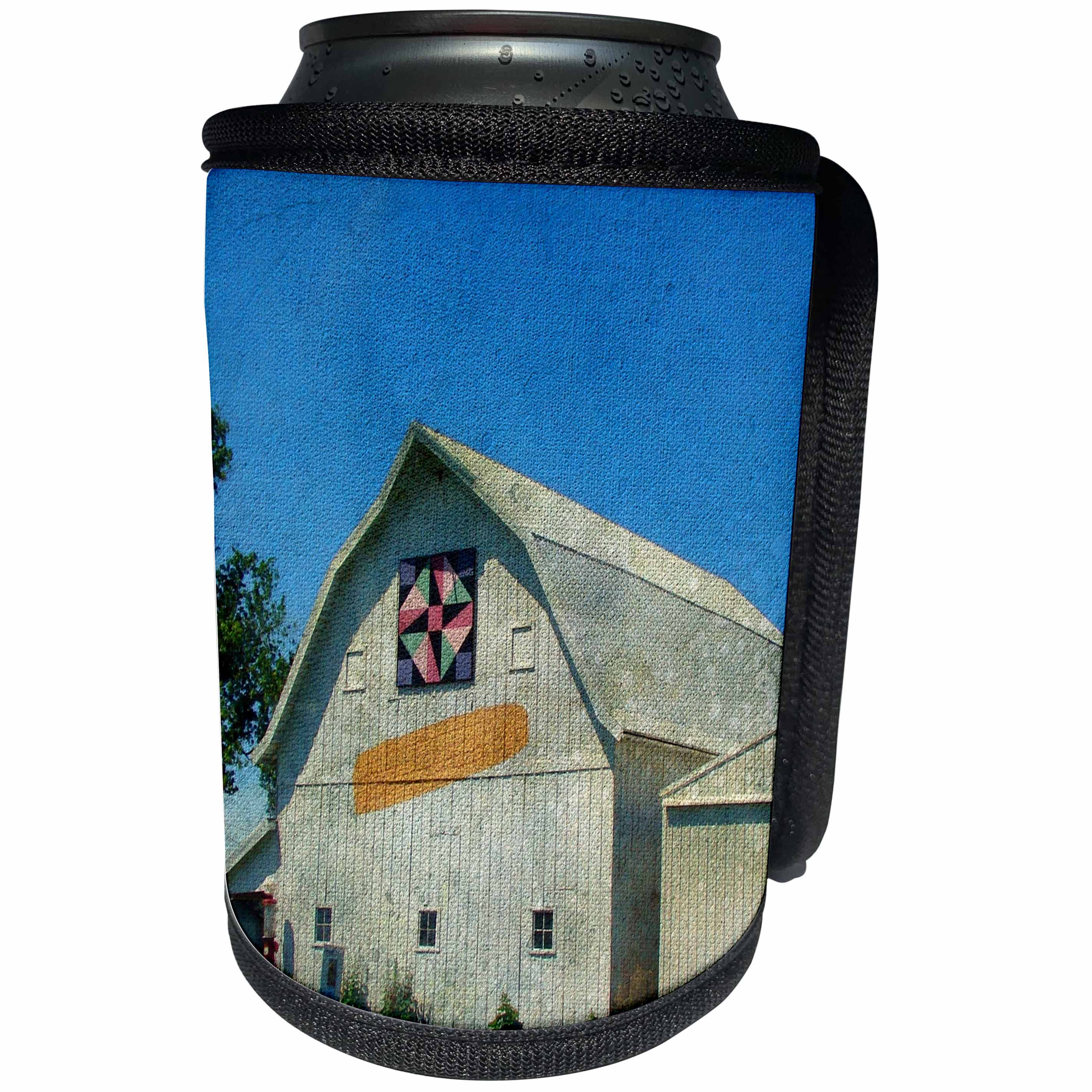 3dRose Cassie Peters Barns - Barn With A Quilt and an Ear of Corn - Can Cooler Bottle Wrap (cc_292691)