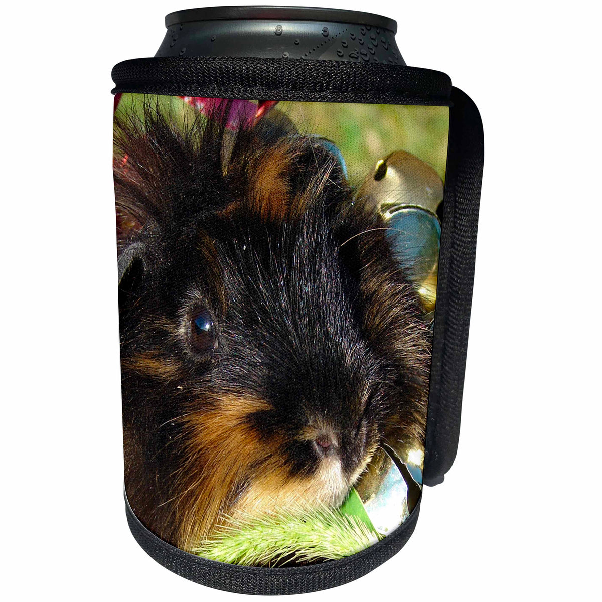 3dRose Cassie Peters Photography - Guinea Pig and Christmas Bells - Can Cooler Bottle Wrap (cc_292698)
