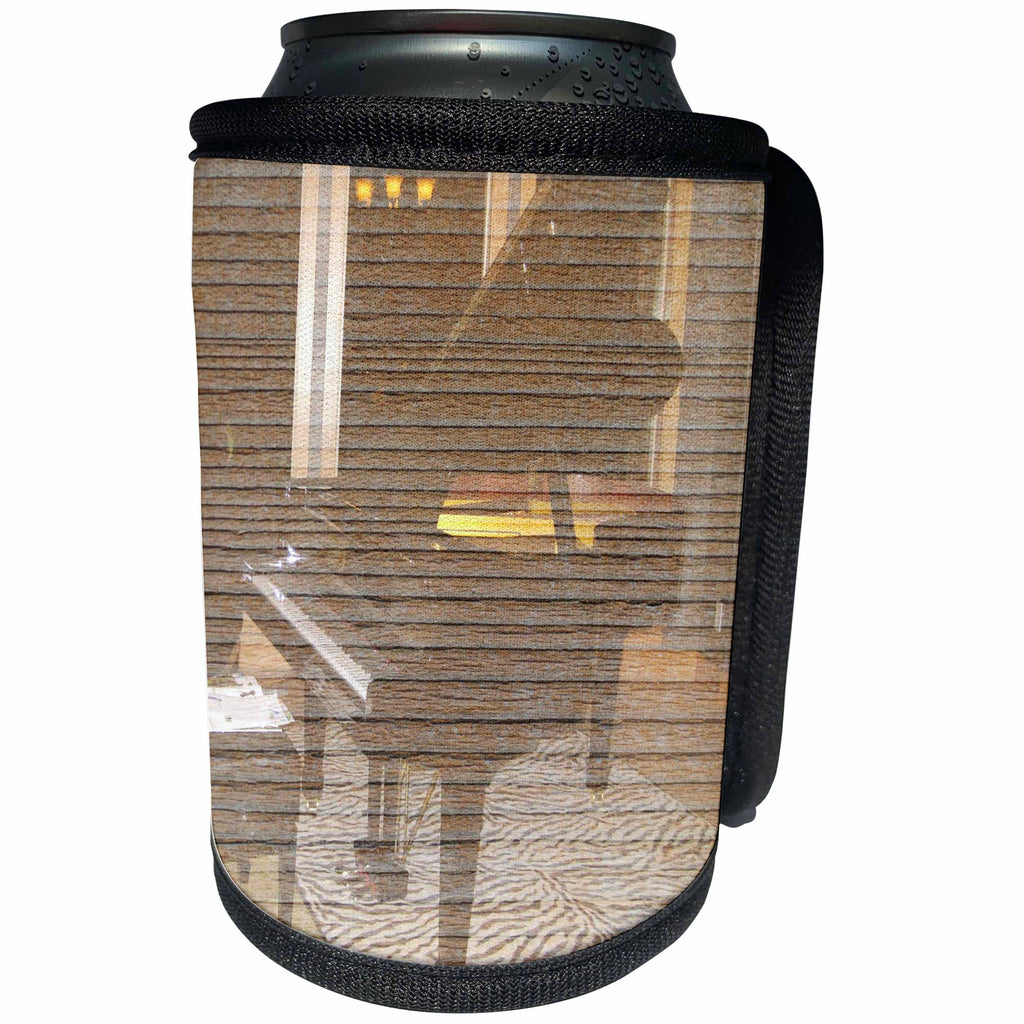 3dRose Patricia Sanders Creations - Elegant Black Piano Music Instrument - Can Cooler Bottle Wrap (cc_29270)
