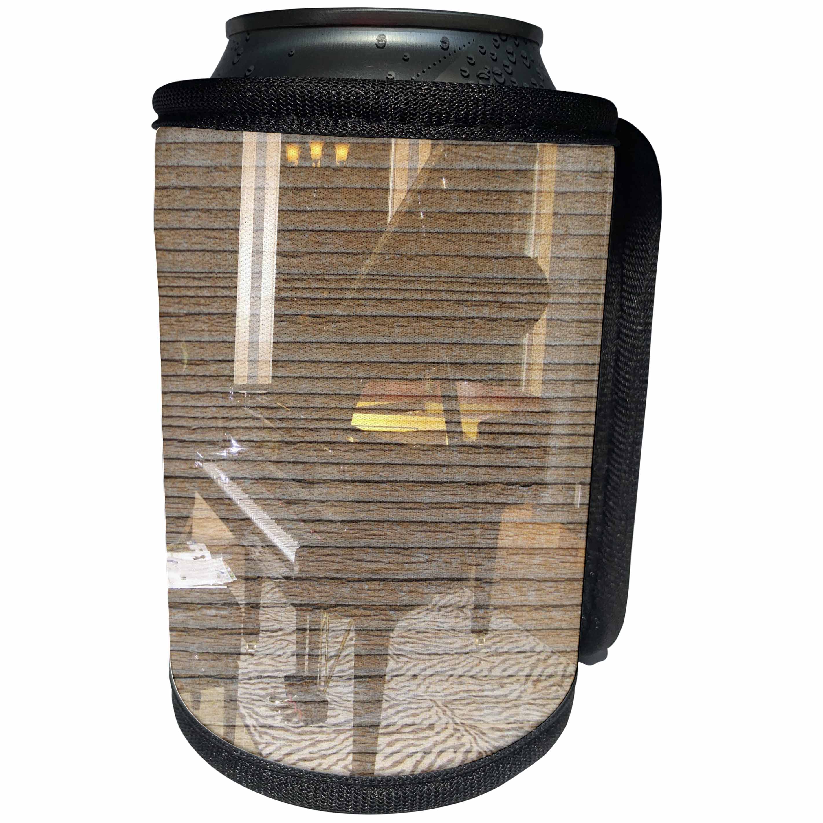 3dRose Patricia Sanders Creations - Elegant Black Piano Music Instrument - Can Cooler Bottle Wrap (cc_29270)