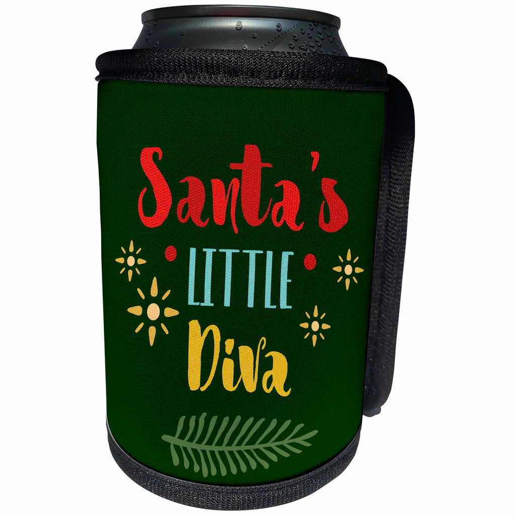 3dRose AmansMall Winter, Holidays and Typography - Santas Little Diva, Christmas, Typography, 3drsmm - Can Cooler Bottle Wrap (cc_292709)