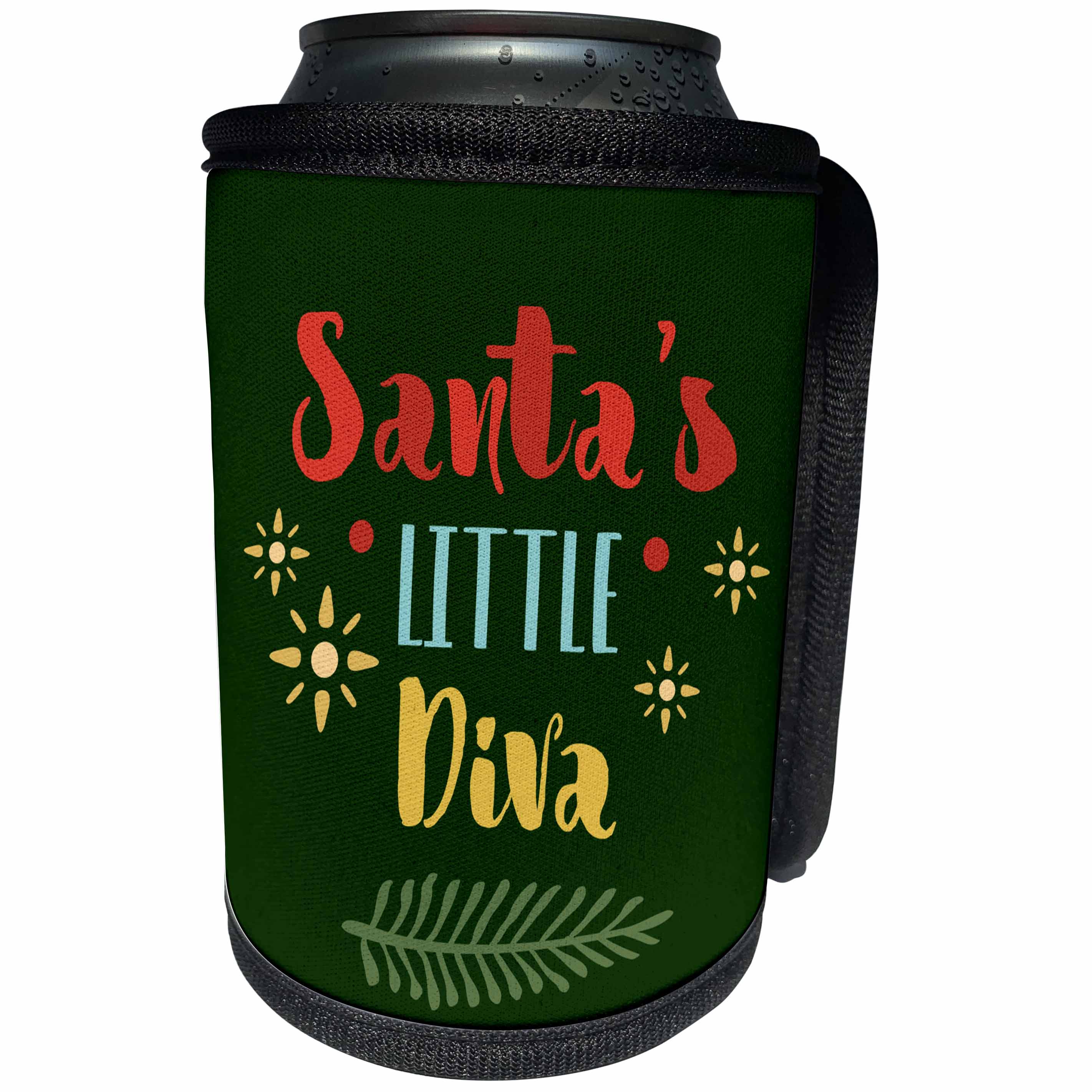 3dRose AmansMall Winter, Holidays and Typography - Santas Little Diva, Christmas, Typography, 3drsmm - Can Cooler Bottle Wrap (cc_292709)