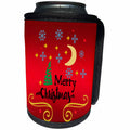 3dRose AmansMall Winter, Holidays and Typography - Merry Christmas with Snowflakes, Moon and Pine Tree, 3drsmm - Can Cooler Bottle Wrap (cc_292716)