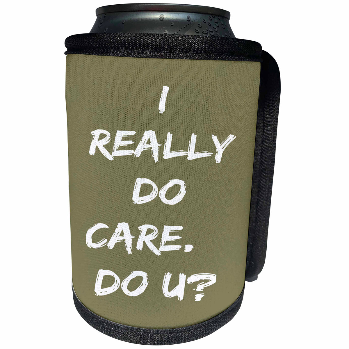 3dRose AMansMall Inspirational Typography - I Really Do Care Do You, Humanitarian, Typography, 3drsmm - Can Cooler Bottle Wrap (cc_292726)