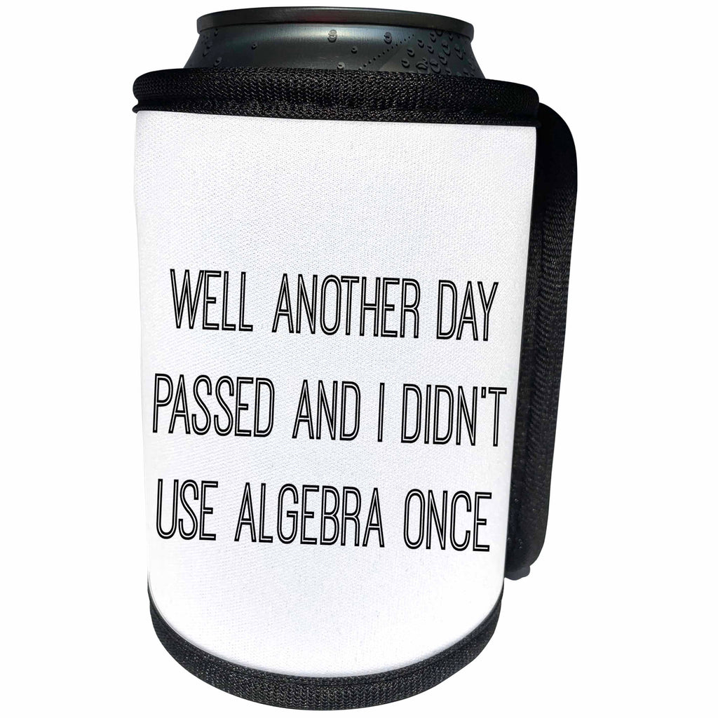 3dRose 3DRose Gabriella B - Quote - Image of Well Another Day Passed And I Didnt Use Algebra Once Quote - Can Cooler Bottle Wrap (cc_292841)