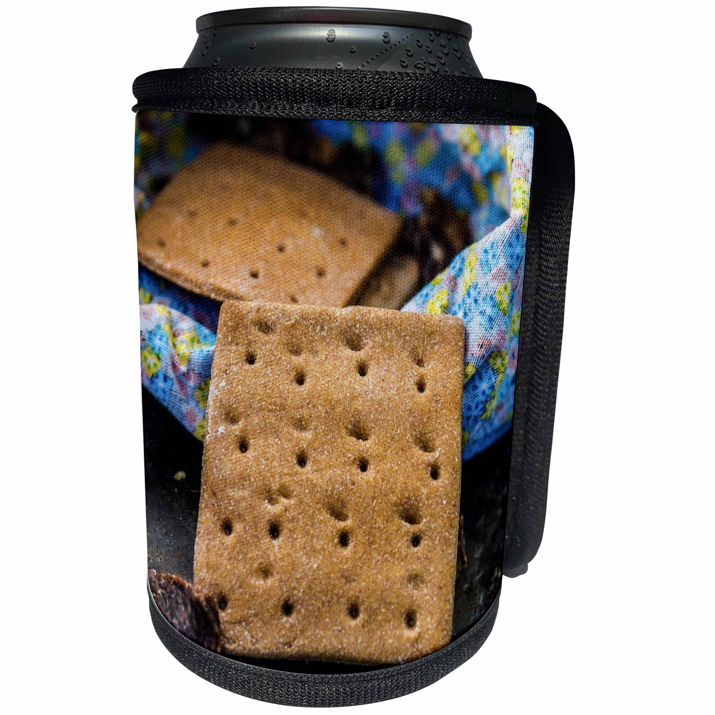 Alexis Photography - Food Bread - Hardtack of sea biscuits in a fabric bag and a piece of dried meat - Can Cooler Bottle Wrap