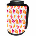 3dRose Alexis Design - Pattern Autumn - Pleasant pattern of purple, yellow, orange leaves on white background - Can Cooler Bottle Wrap (cc_292875)