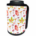 3dRose Alexis Design - Pattern Autumn - Colorful pattern of mushrooms and autumn leaves on white background - Can Cooler Bottle Wrap (cc_292879)