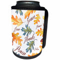 3dRose Alexis Design - Pattern Autumn - Pattern of oak leaves, acorns, words, Grace, Love, Thanks, Praise - Can Cooler Bottle Wrap (cc_292882)